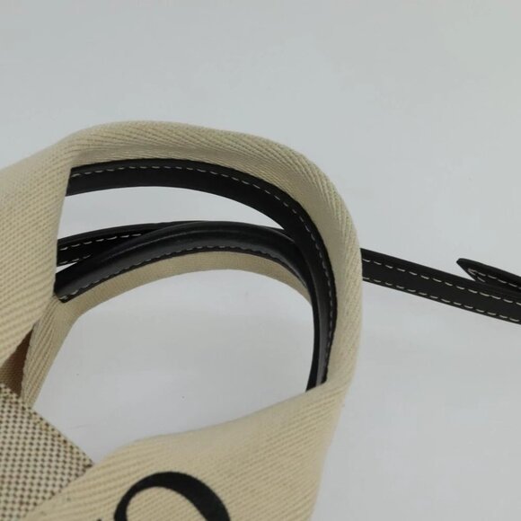 Chloe Woody Small Hand Bag Canvas 2way Beige Silver Auth am8330 - Picture 9 of 16